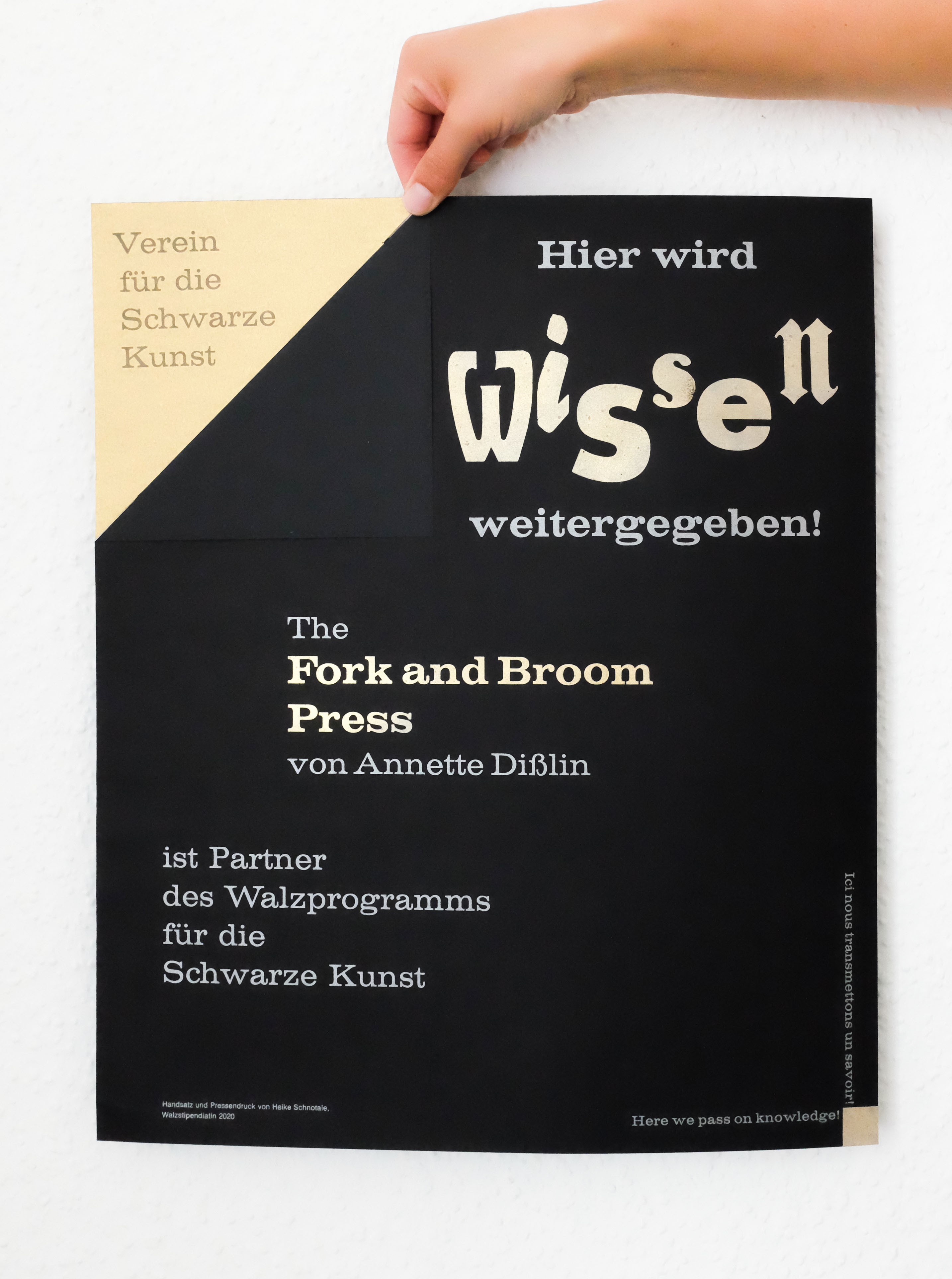 Verein für die Schwarze Kunst, Zertifikat für die Walz-Werkstätten, gefertigt von Heike Schnotale, Officina Arcana, Bleisatz, Buchdruck Officina Arcana