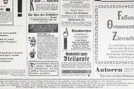 Drugulin-Anzeiger, heiteres Werbeblatt im Stile einer Zeitung der 1910er Jahre für die Offizin Haag-Drugulin, entworfen und hergestellt von Heike Schnotale, Officina Arcana Officina Arcana