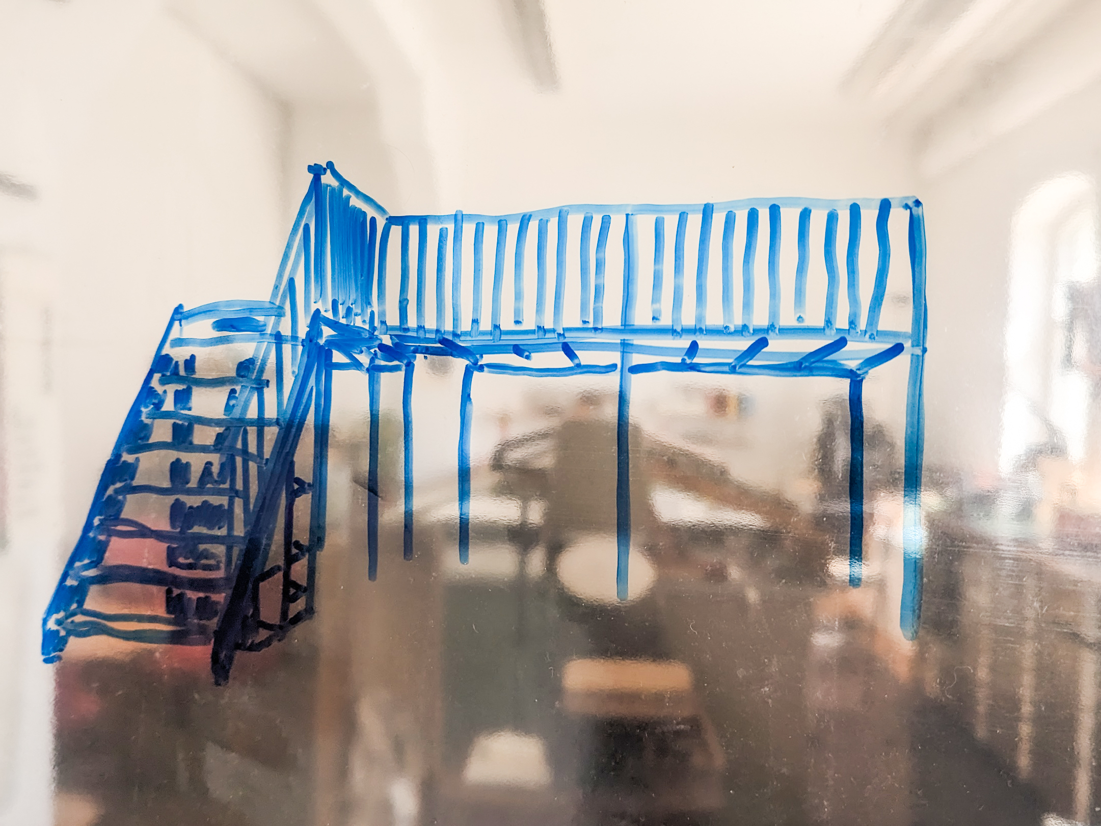 Skizze des Podests für den Raum Officina Arcana